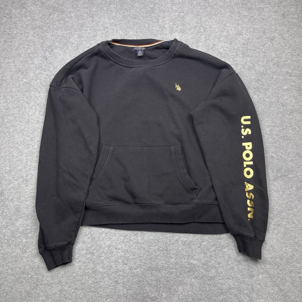 U.S.‎ Polo Assn sweatshirt black gold crewneck youth size XL